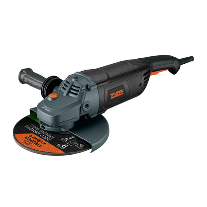 Esmeriladora angular de 2450 W y disco de 9 pulgadas con interruptor de uso continuo