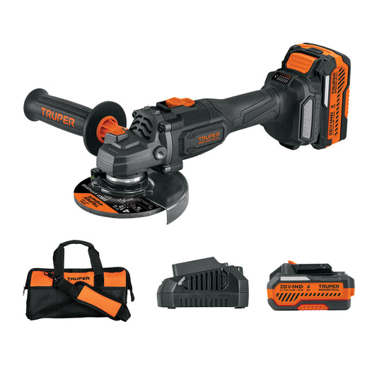 Esmeriladora 4-1/2", 20V, 2 baterías 4Ah