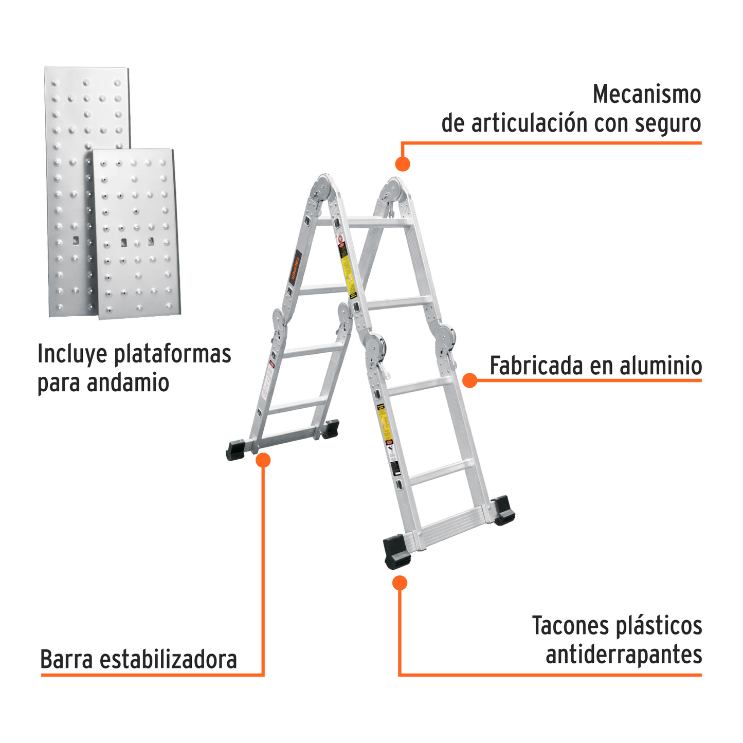 Escalera multiposición tipo I con 8 peldaños