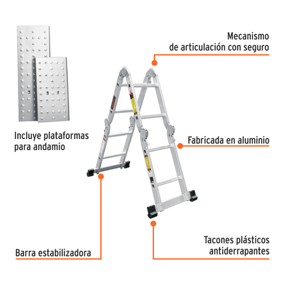 Escalera multiposición tipo I con 8 peldaños