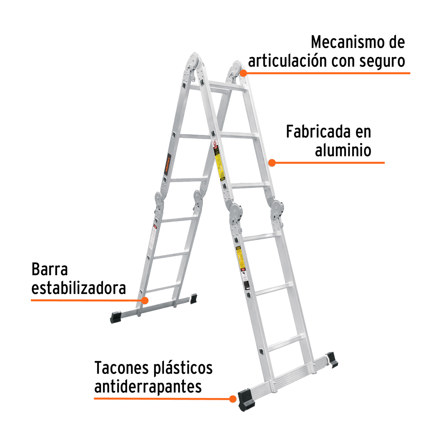 Escalera multiposición tipo I con 12 peldaños