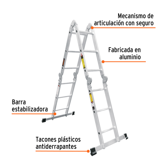 Escalera multiposición tipo I con 12 peldaños