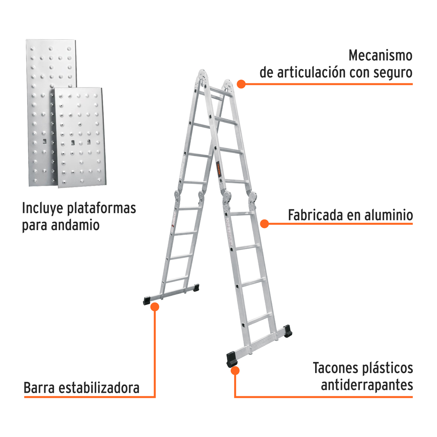 Escalera multiposición tipo I con 16 peldaños