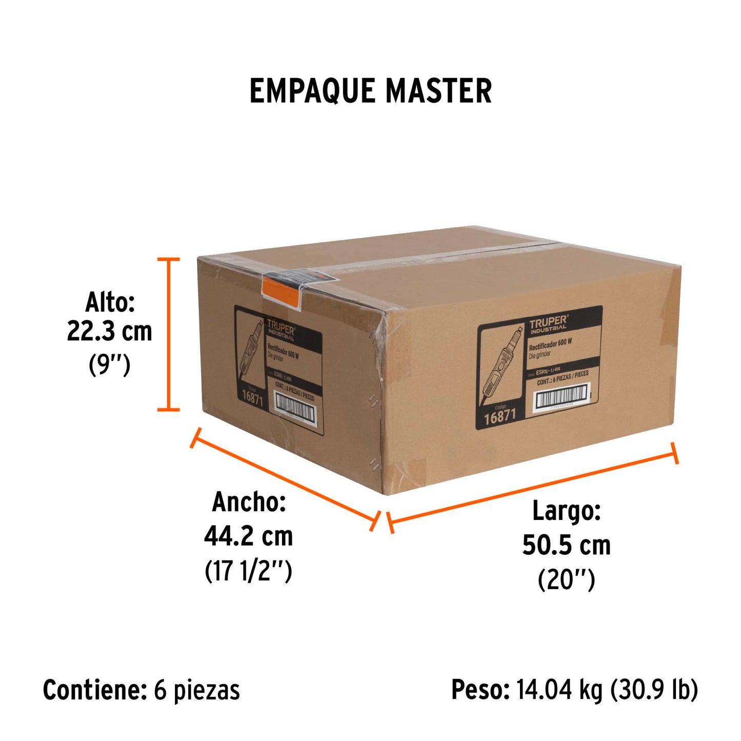Rectificador (esmeril recto) de 1/4 pulg 600W INDUSTRIAL - SKU 16871