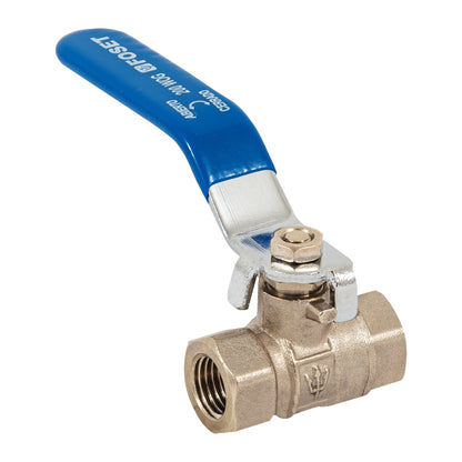 Válvula de esfera de latón roscable de 1/4 pulgada con maneral de acero