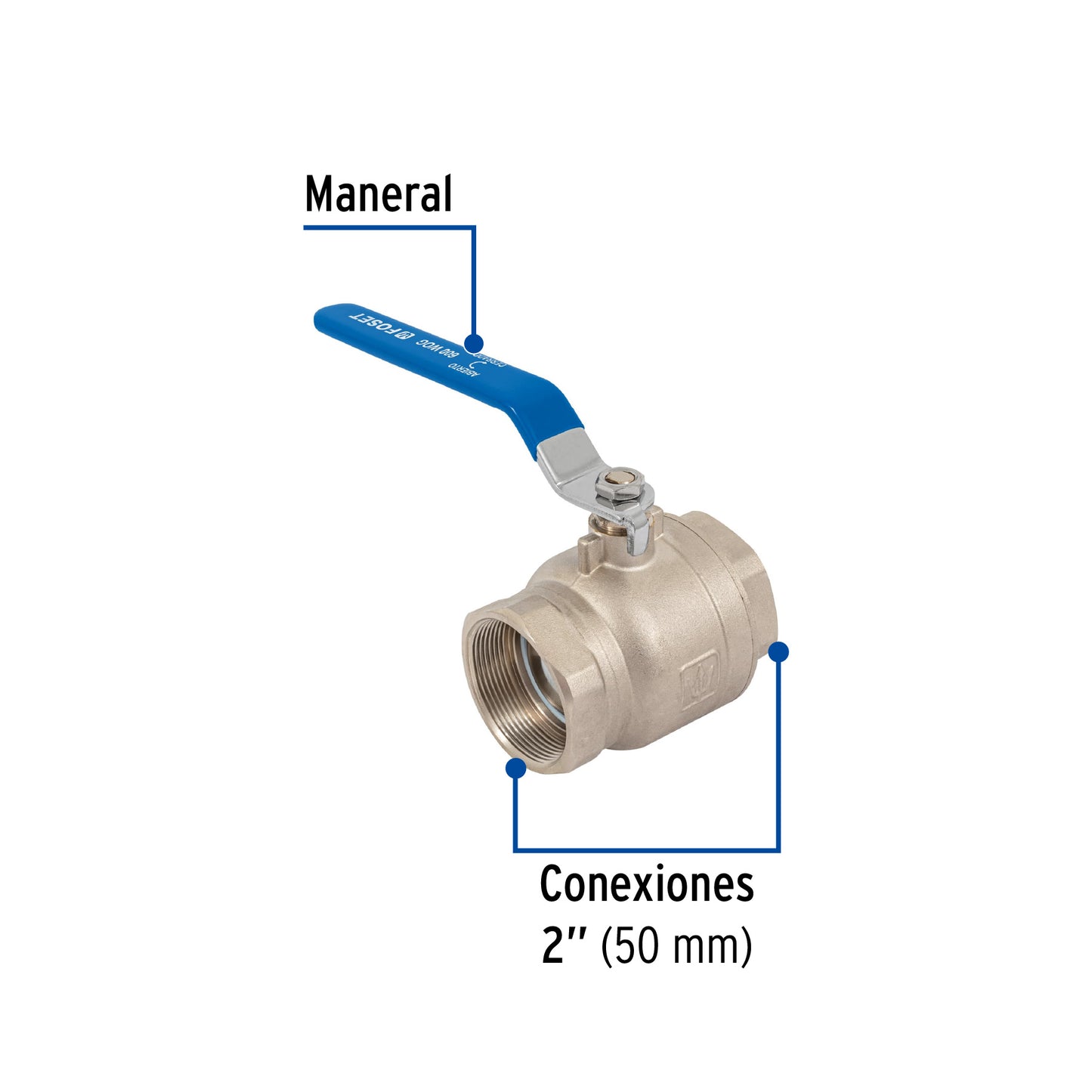 Válvula de esfera de latón roscable de 2 pulgadas alta presión con maneral de acero