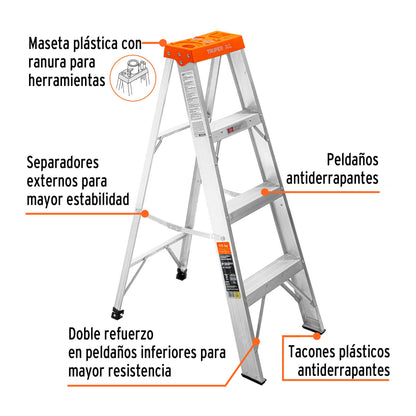 Escalera de tijera tipo II con 3 peldaños