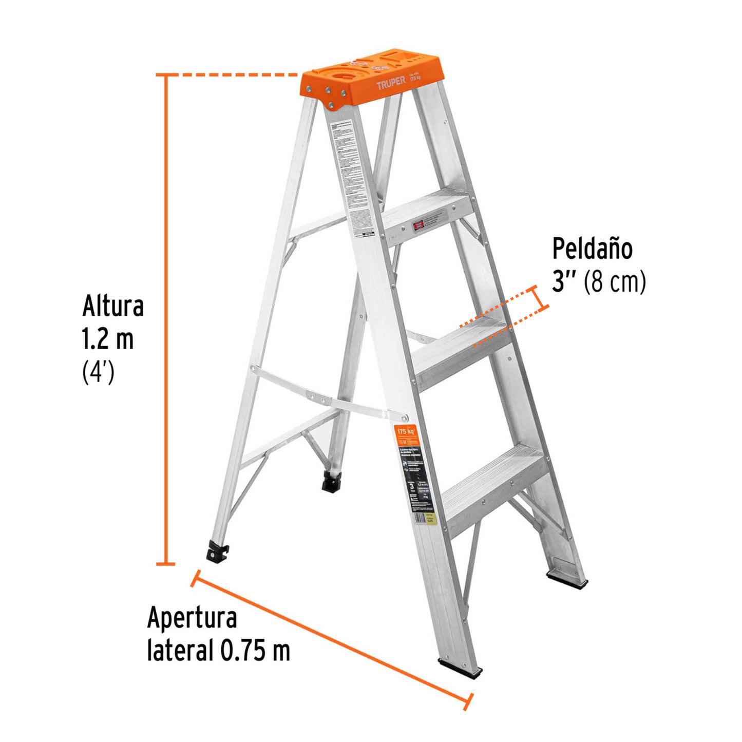 Escalera de tijera tipo II con 3 peldaños