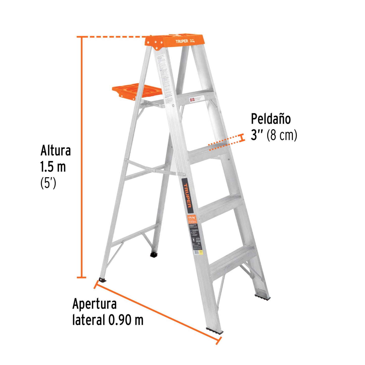 Escalera de tijera tipo II con bandeja 4 peldaños