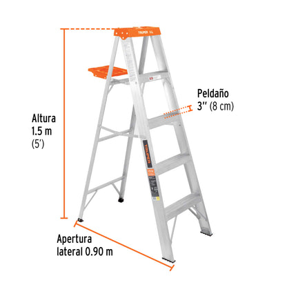 Escalera de tijera tipo II con bandeja 4 peldaños