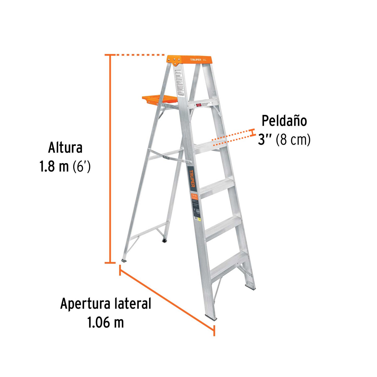 Escalera de tijera tipo II con bandeja 5 peldaños