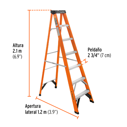 Escalera de tijera fibra de vidrio tipo II 6