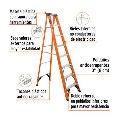Escalera de tijera fibra de vidrio tipo II 7