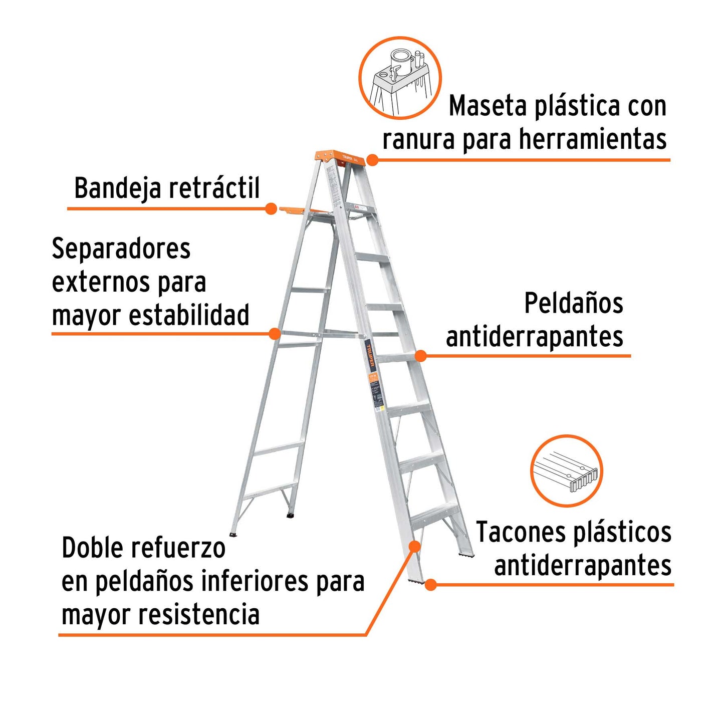 Escalera de tijera tipo II con bandeja 7 peldaños