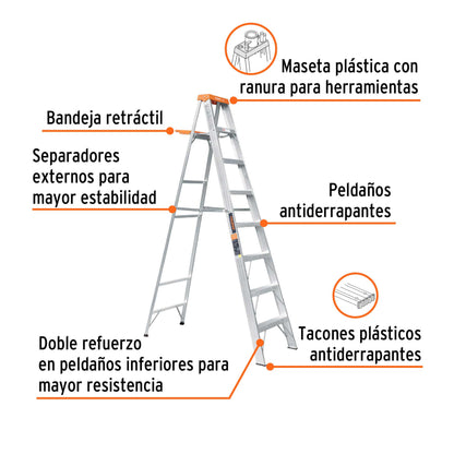 Escalera de tijera tipo II con bandeja 7 peldaños