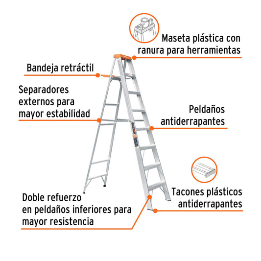 Escalera de tijera tipo II con bandeja 7 peldaños