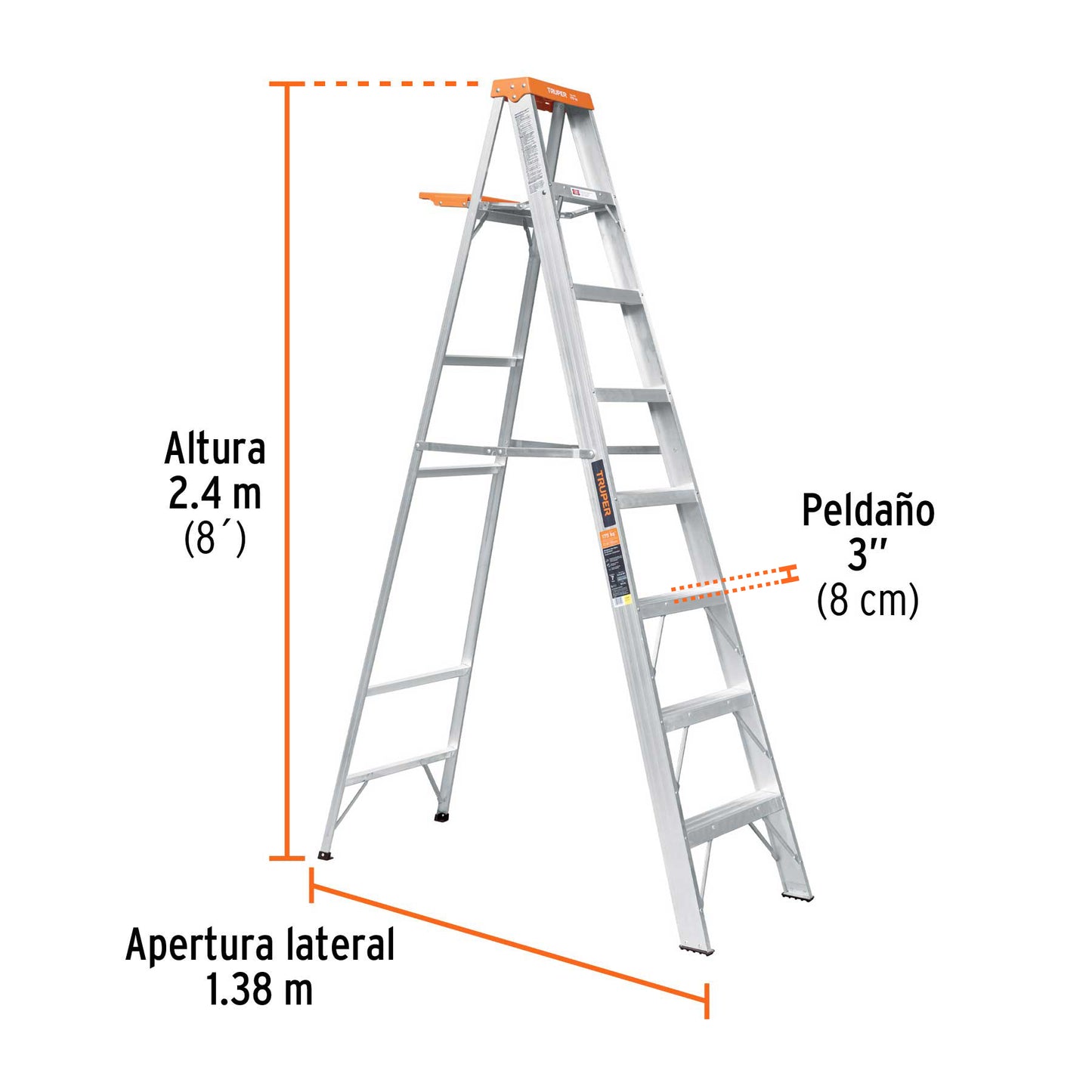 Escalera de tijera tipo II con bandeja 7 peldaños