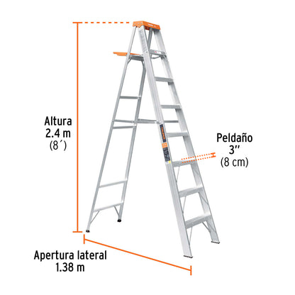 Escalera de tijera tipo II con bandeja 7 peldaños