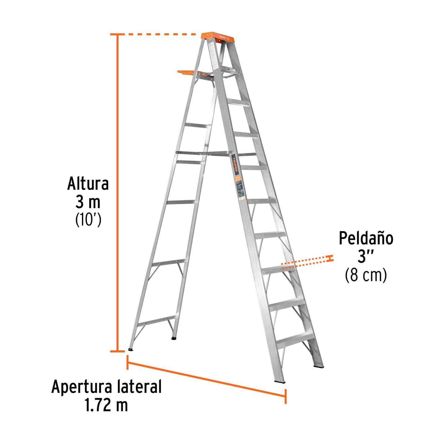 Escalera de tijera tipo II con bandeja 9 peldaños