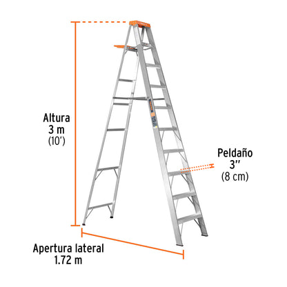 Escalera de tijera tipo II con bandeja 9 peldaños