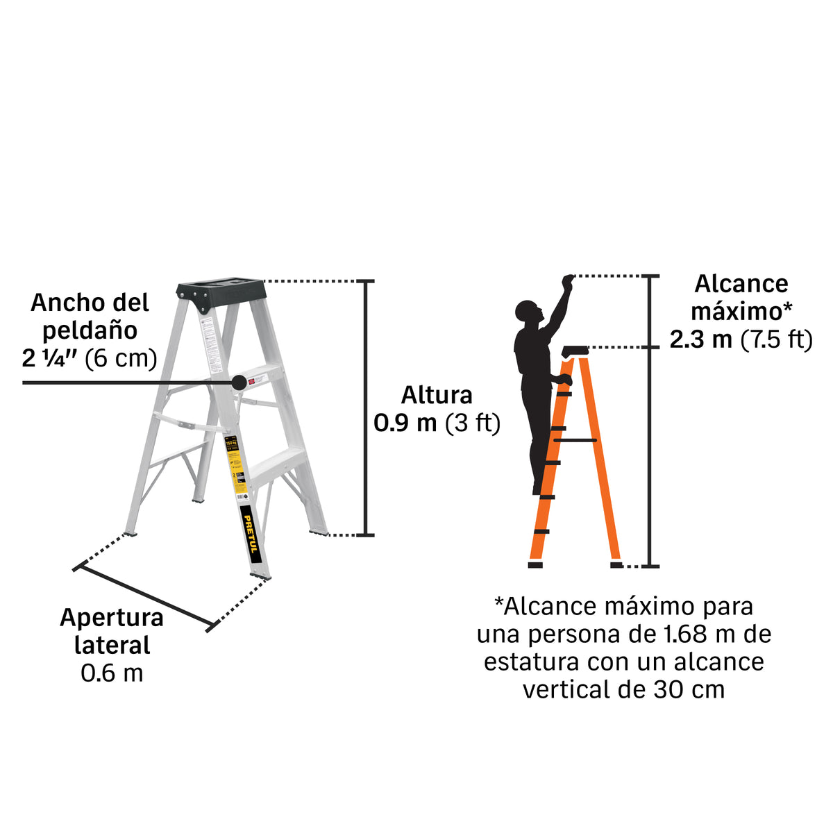 Escalera de tijera, tipo III, 2 peldaños · vista 3