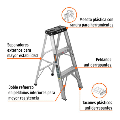 Escalera de tijera tipo III con 2 peldaños
