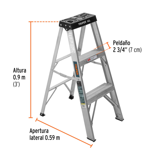 Escalera de tijera tipo III con 2 peldaños