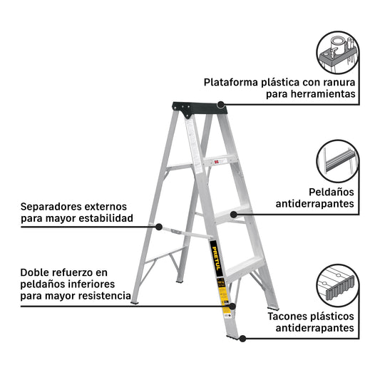 Escalera de tijera, tipo III, 3 peldaños · vista 2