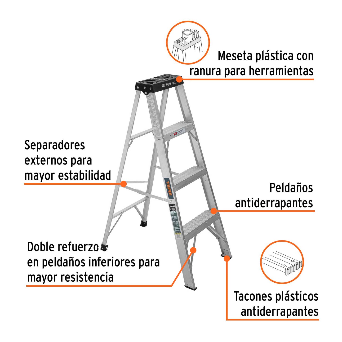 Escalera de tijera tipo III con 3 peldaños