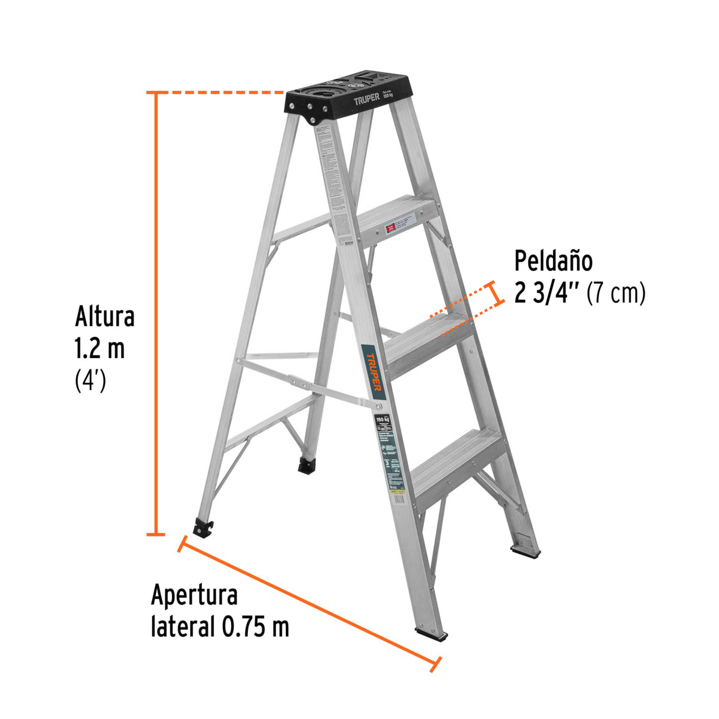 Escalera de tijera tipo III con 3 peldaños