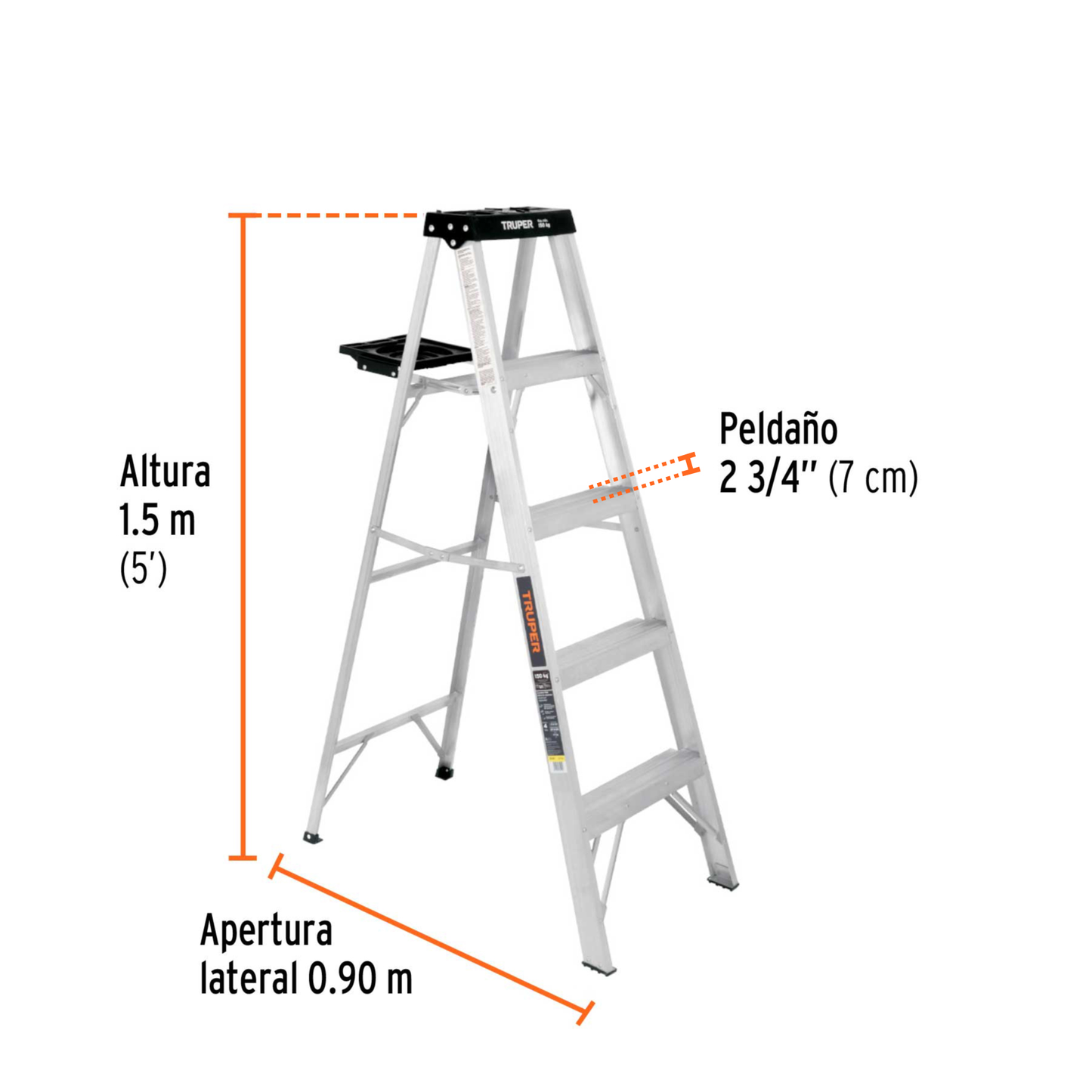 Escalera de tijera tipo III con bandeja 4 peldaños
