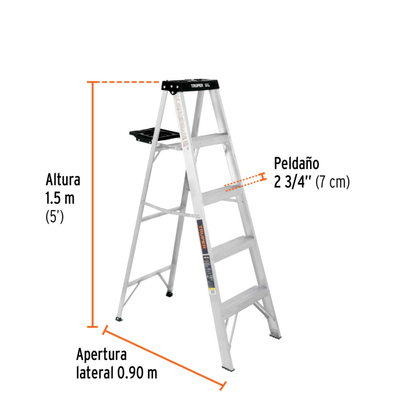 Escalera de tijera tipo III con bandeja 4 peldaños
