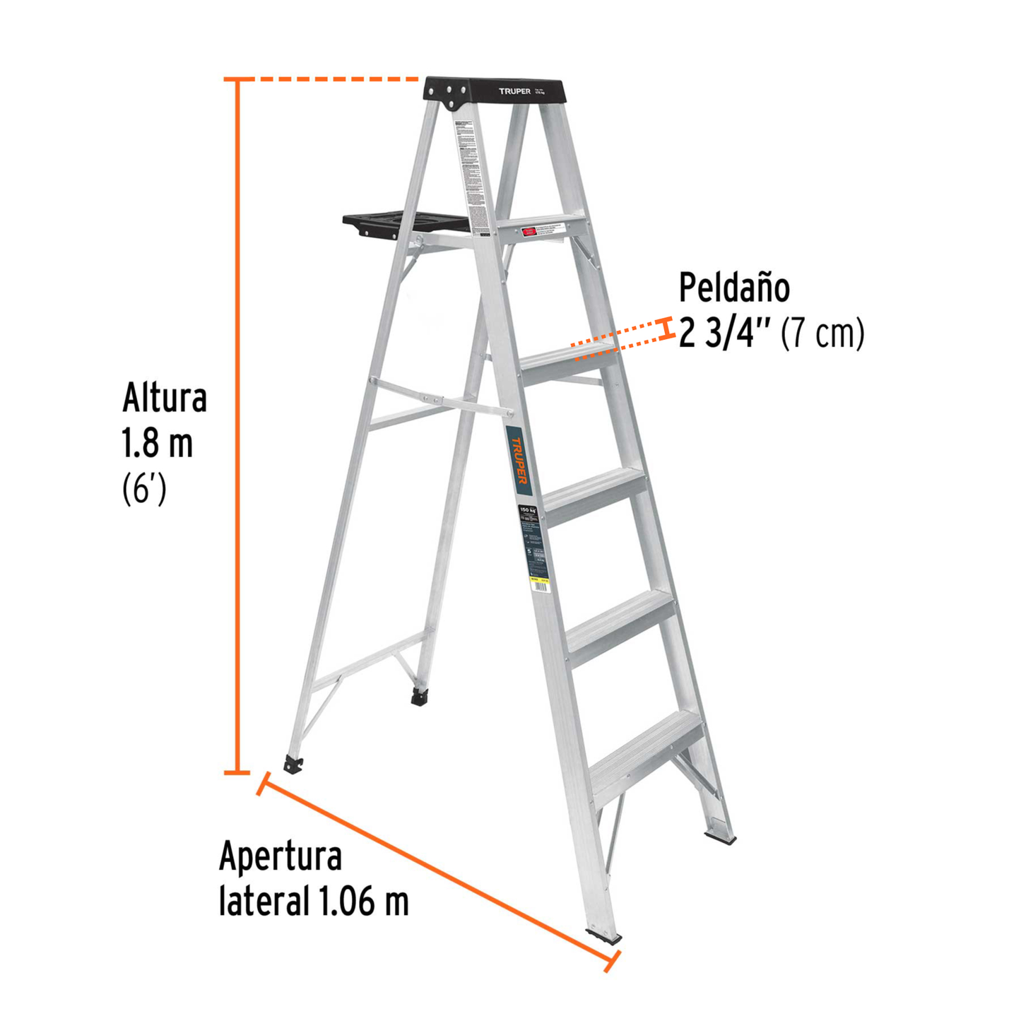 Escalera de tijera tipo III con bandeja 5 peldaños