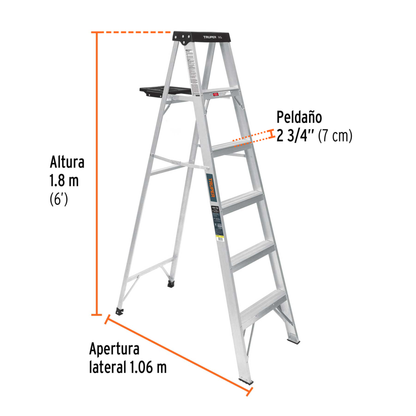 Escalera de tijera tipo III con bandeja 5 peldaños