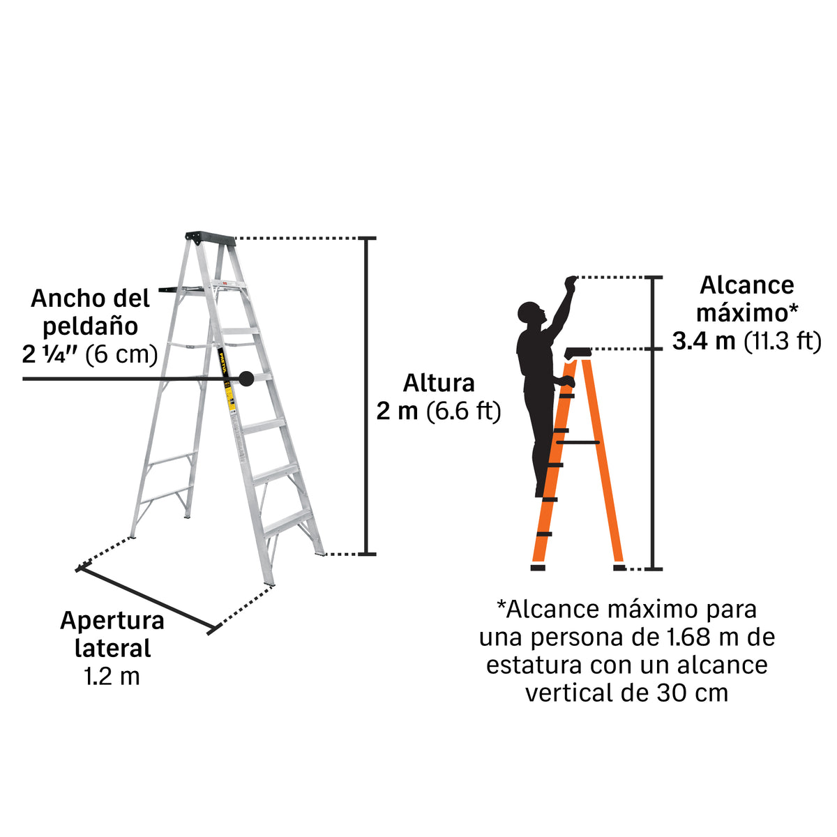 Escalera de tijera, tipo III, 6 peldaños y bandeja · vista 3