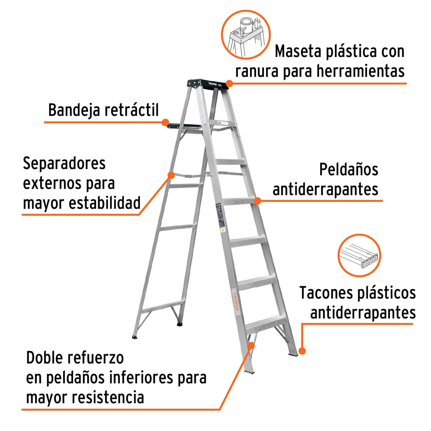 Escalera de tijera tipo III con bandeja 6 peldaños