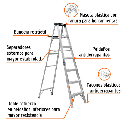 Escalera de tijera tipo III con bandeja 6 peldaños