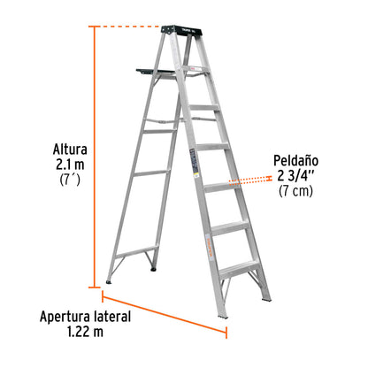 Escalera de tijera tipo III con bandeja 6 peldaños