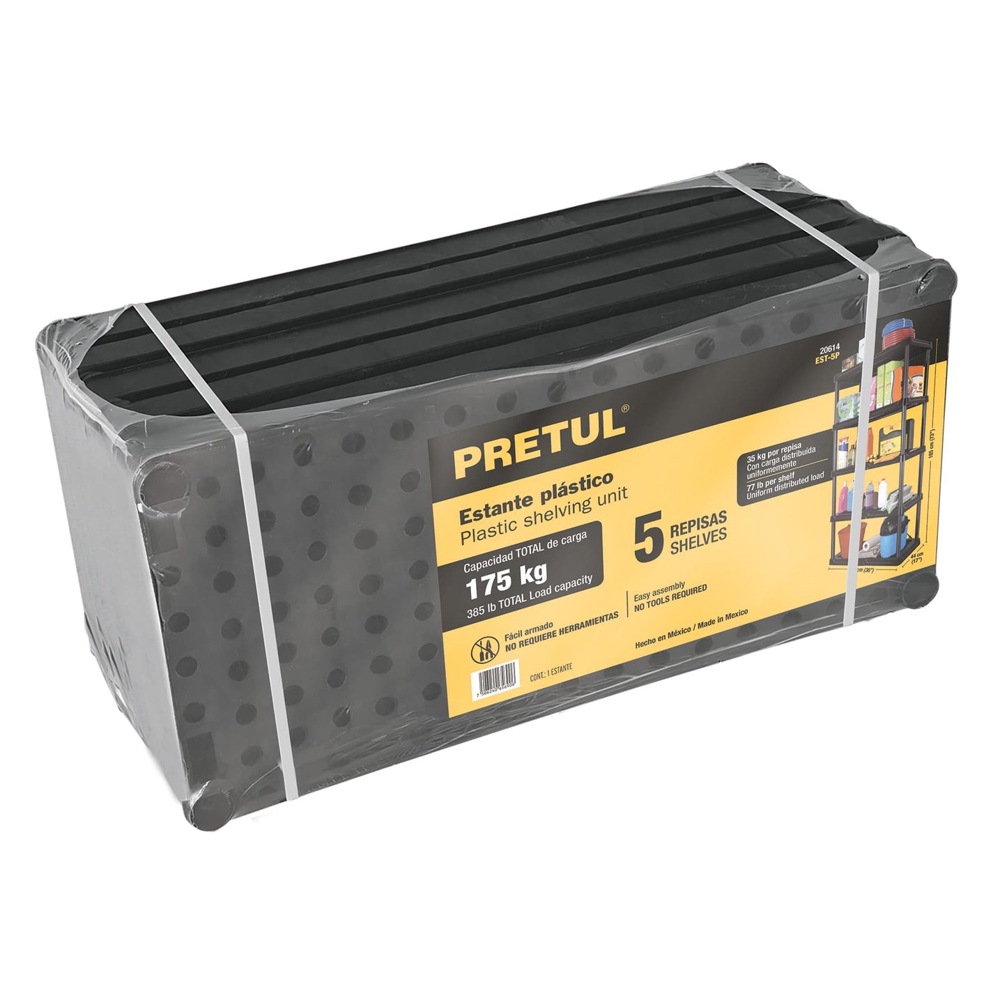 Estante plástico con 5 repisas capacidad 35 kg