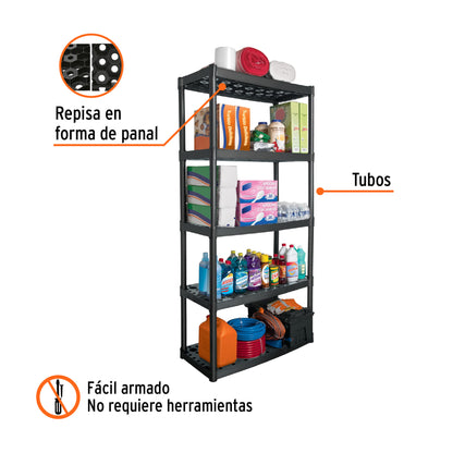 Estante plástico uso rudo con 5 repisas
