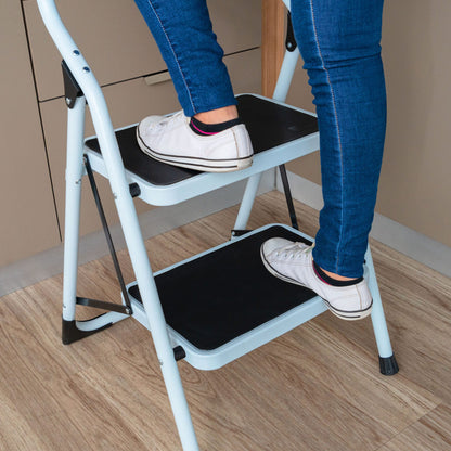 Escalerilla tubular plegable con 2 peldaños