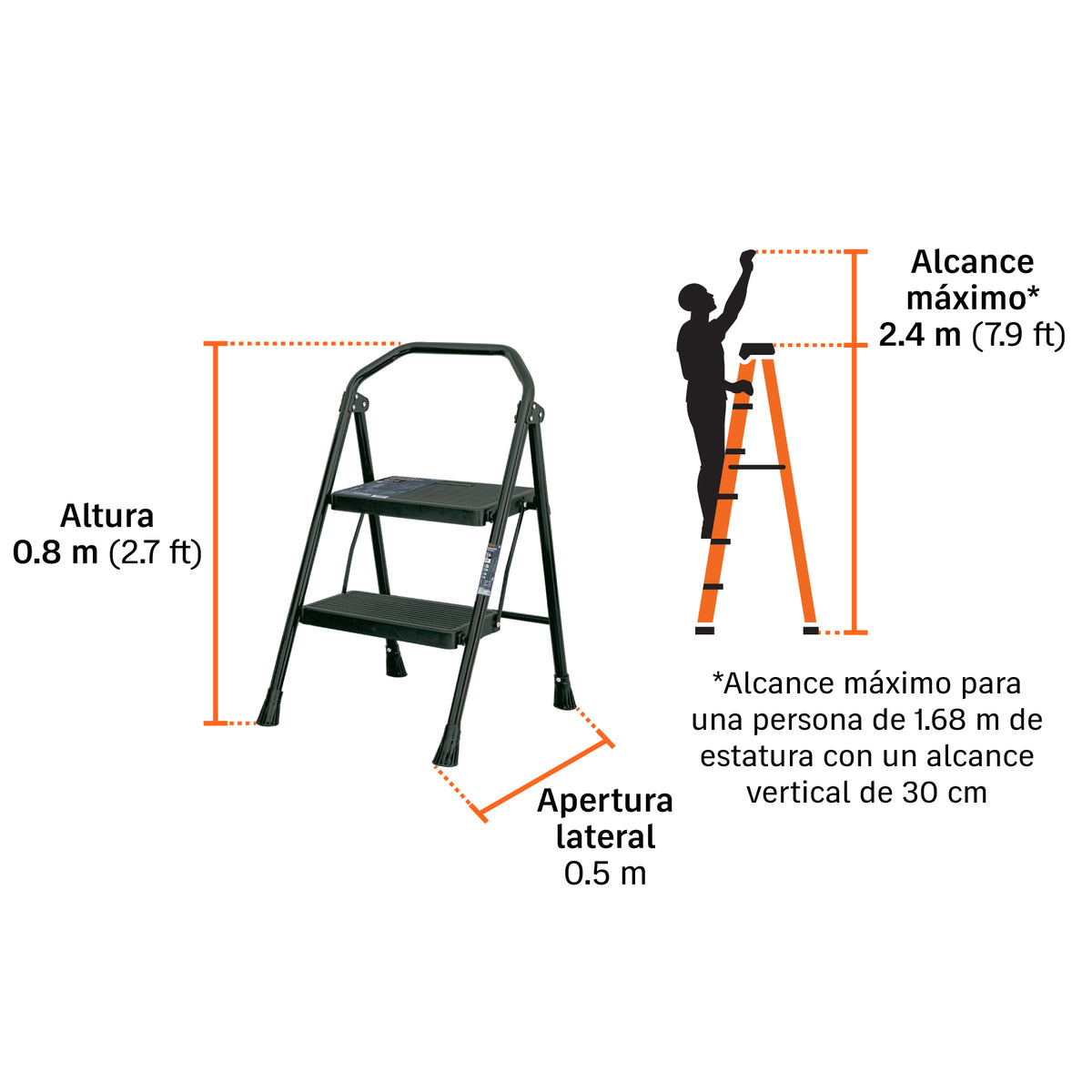 Escalerilla tubular, plegable, 2 peldaños · vista 4
