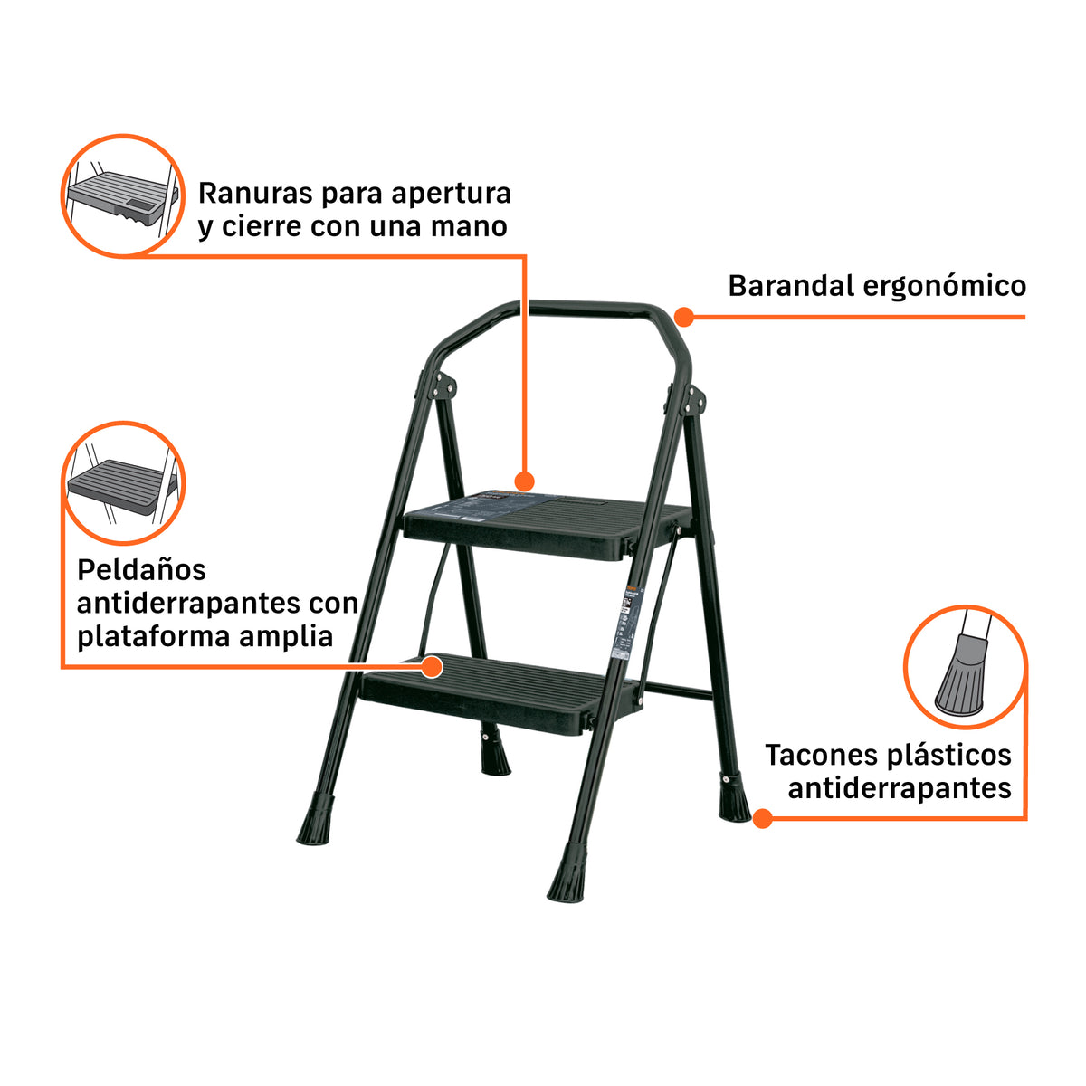 Escalerilla tubular, plegable, 2 peldaños · vista 3