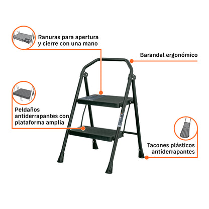 Escalerilla tubular, plegable, 2 peldaños · vista 3
