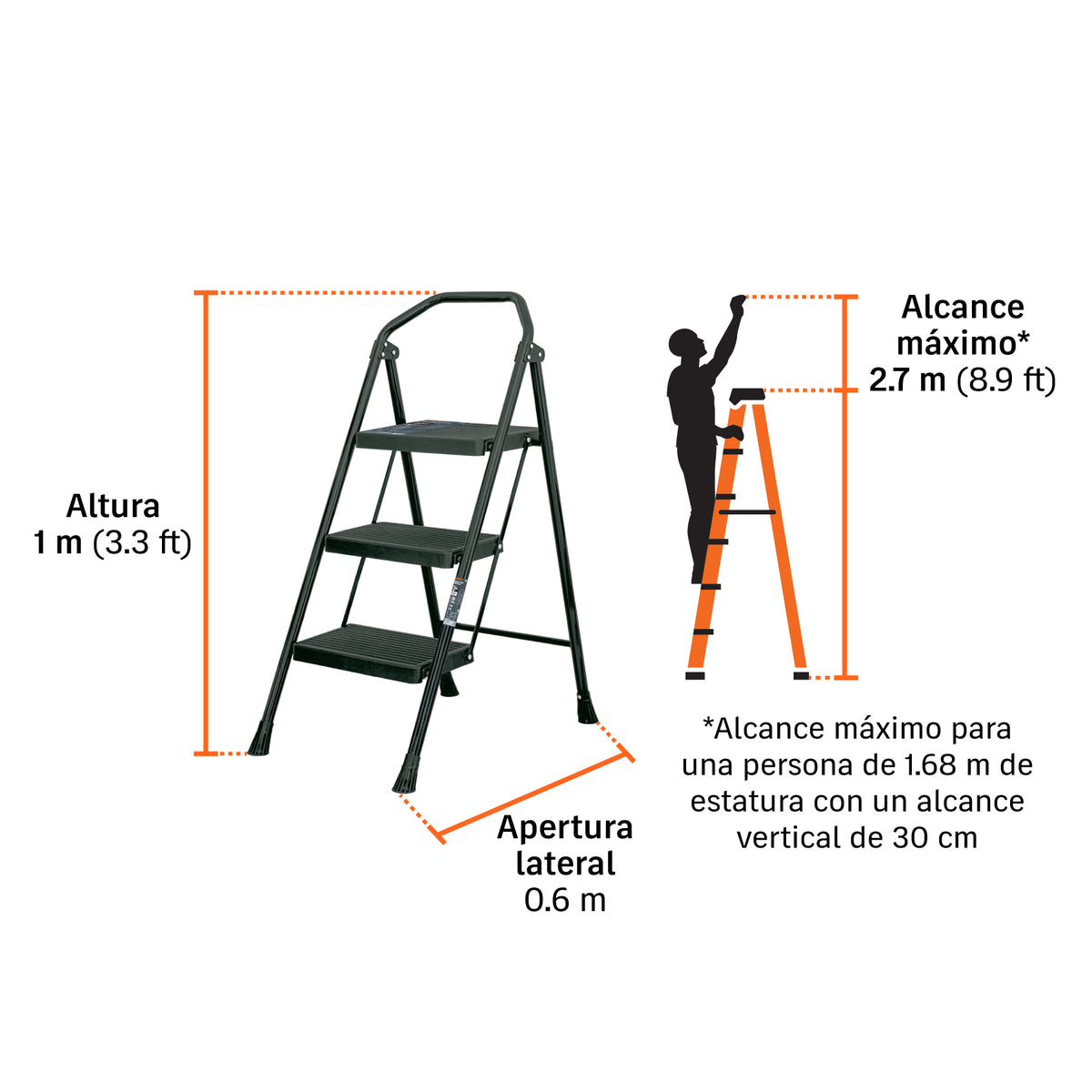 Escalerilla tubular, plegable, 3 peldaños · vista 4