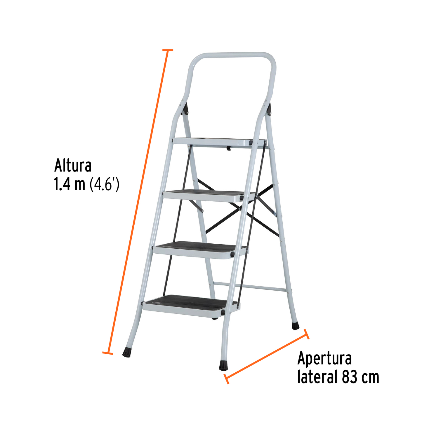 Escalerilla tubular plegable con 4 peldaños