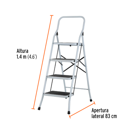 Escalerilla tubular plegable con 4 peldaños
