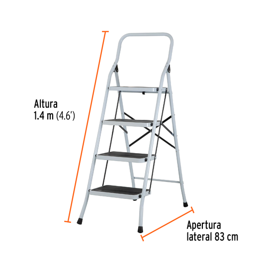 Escalerilla tubular plegable con 4 peldaños