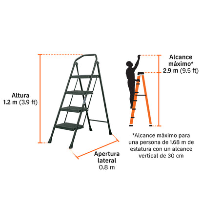 Escalerilla tubular, plegable, 4 peldaños · vista 4