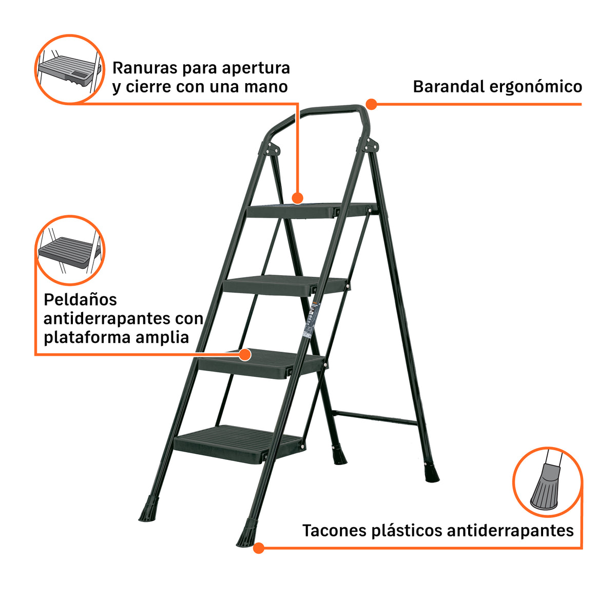 Escalerilla tubular, plegable, 4 peldaños · vista 3